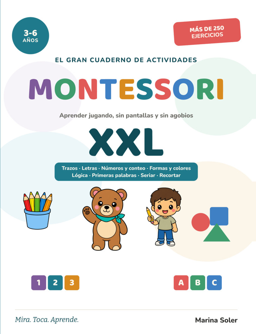Portada de Cuaderno Montessori XXL para niños de 3 a 6 años