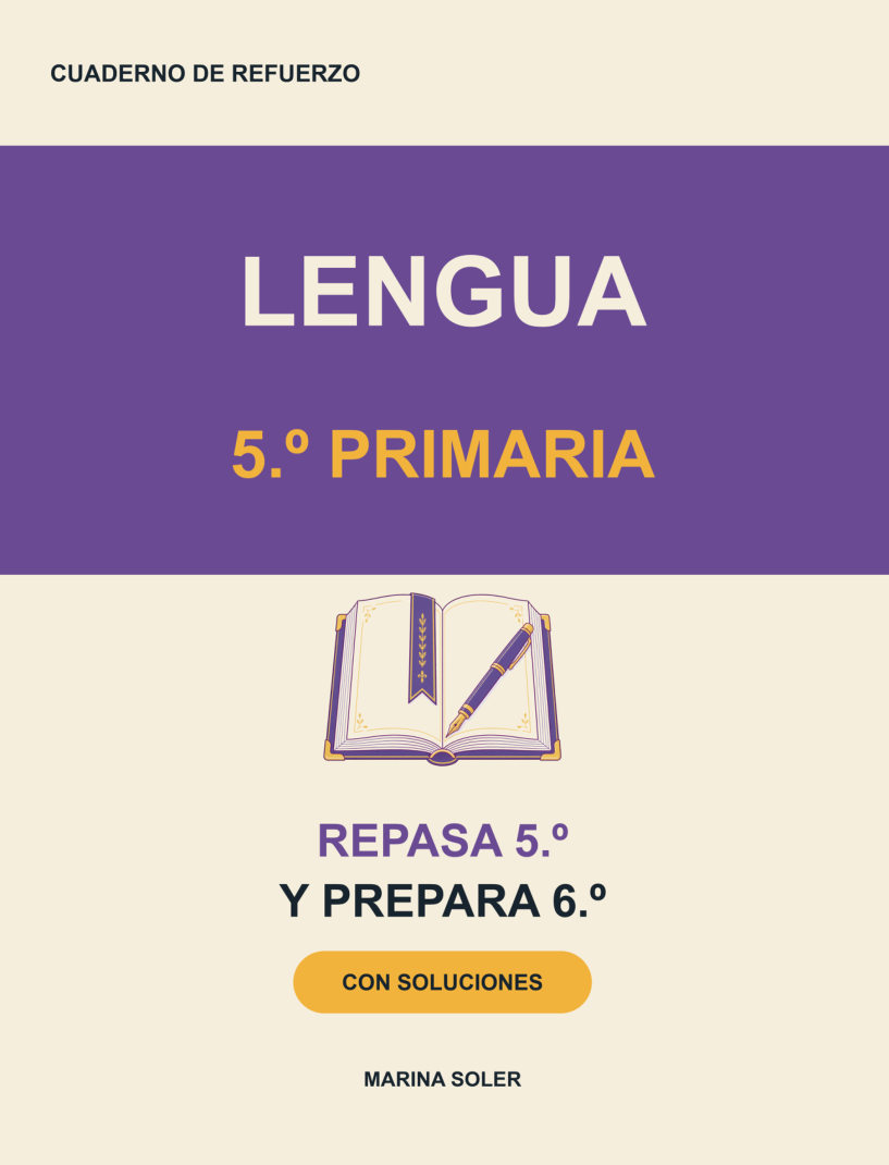 Portada de Lengua 5.º Primaria. Cuaderno de refuerzo